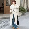 Casaco Cachecol Triângulo de Lã com Drapeado Estilo Old Money Casaco de Lã Dupla Face Feminino Outono Inverno Bege