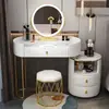 Penteadeira de Luxo Leve para Quarto, Nova Mesa de Maquiagem Doméstica Pequena de Alto Padrão Estilo Moderno Minimalista Ins com Armário de Armazenamento Integrado