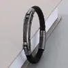 Pulsera Trenzada de Cuero con Fibra de Carbono de Moda del Fabricante Original, Joyería de Pulsera Retro de Acero Inoxidable Versátil y a la Moda para Hombre