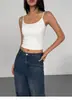 Camisole simples e versátil de viscose, cor sólida, novo estilo, com bojo, adequada para usar em camadas ou como um top curto externo