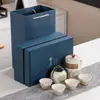 Conjunto de Chá de Viagem Estilo Antigo Conveniente Pequeno Conjunto Preparo de Chá ao Ar Livre Cerâmica Um Bule Três Xícaras Xícara Rápida Personalização de Logo Presente