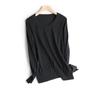 2025 Nuevo Estambre 100% Merino 60 Conteos Superfino Toda Lana Suéter de Lana de Cuello Redondo para Mujer Camiseta Básica para Mujer