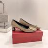 Sapatos Baixos com Fivela Quadrada, Saltos Bloco, Novo Estilo High-End Primavera e Outono 2026, Saltos Finos, Bico Quadrado, Sapatos Femininos Estilo Francês