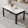 Juego de mesa de comedor y sillas de pizarra estilo nórdico, diseño simple, forma rectangular, estructura de hierro con acabado de madera sintética, apto para uso doméstico, ideal para apartamentos pequeños
