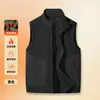 Chaleco de Polar para Hombre Otoño e Invierno Sin Mangas Cuello Alto Terciopelo de Doble Cara Engrosado Cárdigan Exterior Cálido