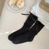 Calcetines estilo Miu para mujer de verano delgados con lazo calcetines de media caña calcetines de felpa con doble oreja de madera calcetines sweet lolita