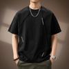 Camiseta de Manga Corta con Diseño Patchwork Resistente Estilo Americano para Hombre, Verano Talla Grande Marca de Moda Holgada Cuello Redondo Casual Estilo Retro