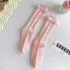 Meias com Laço Estilo Miu Meias Femininas Estilo Coreano Ins Tendência Popular na Internet Sapatos Pequenos de Couro Meias Estilo Ballet Amontoadas Finas