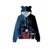 Sudadera con Capucha Nueva para Niños con Orejas de Gato Impresión 3D para Hombres y Mujeres Novedad del Mundo de la Animación