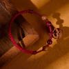 Pulseira de Madeira de Pessegueiro com Caroço para Crianças, Fio Vermelho com Madeira de Pessegueiro e Cinábrio para Proteção e Segurança, Pulseira Anti-Susto do Ano de Nascimento de Adulto