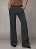 Calça de terno simples estilo coreano, soltinha, perna larga, que esconde o quadril, emagrecimento, preta, adequada para uso diário, calça casual compri da