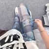 Leggings de malha femininas usam estilo exótico calças jeans finas elásticas de cintura alta calças estampadas atacado