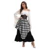 Comercio Exterior Transfronterizo Falda Grande Retro Medieval Dobladillo Grande Falda Larga Irregular Roja y Blanca Ropa Top con Ceñidor en la Cintura
