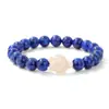 Venta Caliente de Amazon Pulsera Elástica de Piedra Natural Turquesa de 8MM Pulsera para Hombre de Piedra Volcánica Ojo de Tigre Amarillo Venta al por Mayor