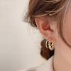 Brincos de Prata Minimalistas com Pino de Prata S925, Brincos de Tarraxa em Forma de C de Camada Dupla Estilo Chinês Novo da Moda, Acessórios de Orelha Frescos e Únicos