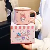 Taza de cerámica de dibujos animados Sanrio para uso doméstico, taza de leche linda y creativa para niños, taza abierta para estudiantes