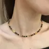Collar con Cuenta de Ábaco de Transferencia de Ojo de Tigre de Plata de Ley S925 para Mujer, Cadena para Clavícula Maillard de Combinación Versátil, Accesorios de Otoño e Invierno