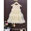 Vestido de Menina Verão Novo Estilo 2026 Vestido Princesa de Verão Moda para Menininha Sem Mangas Vestido Bolo Vestido
