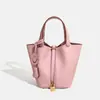 Bolso de Mano para Mujer Piel de Vaca de Primera Capa Cesta de Verduras 2025 Popular Bolso Cubo Pequeño Bolso de Mano Bolso de Mano de Gran Capacidad