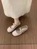 Sapatos femininos Chuyuji estilo coreano de uma tira, bico redondo, baixos, modelo novo 2026, sola macia, confortáveis para os pés, adequados para balé e para o dia a dia.
