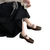 Zapatos plateados French Evening Breeze para mujer, suela plana, otoño 2023, nuevos y elegantes zapatos Mary Jane de hada, cabeza cuadrada y boca baja.