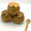 Pote de Sal, Manteigueira, Pote de Cozinha, Açucareiro de Madeira, Porta-Temperos com Colher, Pote para Condimentos, Recipiente, Feito à Mão, Minimalista Moderno