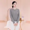Suéter Melard Estilo Coreano para Otoño e Invierno, Top de Punto Trenzado Bordado de Cuello Redondo y Manga Larga, Diseño Sencillo, Favorecedor y Moderno