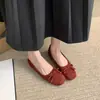 Zapatos de tacón bajo de viento de noche franceses para mujer 2026 Otoño Nuevos Zapatos planos de suela plana con lazo y punta cuadrada de temperamento retro Mocasines