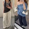 Produto em DestaqueNova Coleção Primavera/Verão Yuran 26 Crepe Pesado Plissado Reto Wide-Leg Comprimento Total Calça de Ar
