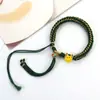 Pulsera Thangka Estilo Tíbet con Cinco Deidades de la Riqueza, Pulsera Tejida a Mano con Tara Verde y Cinco Santos, Pulsera Caja Gahu