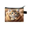 2025 Novo Porta-Moedas de Gato Desenho Animado Bolsa Quadrada Leve Fofa para Cartões Bolsa Portátil para Guardar Chaves
