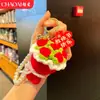 Ramo para el Día del Maestro, Llavero de Flor Sostenido a Mano, Producto Terminado de Ganchillo de Flor Artificial Rosa, Regalo Creativo, Regalo para el Día del Maestro