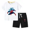 2026 Camiseta Infantil Masculina Verão Novo Estilo Manga Curta Roupa Infantil Estilo Coreano Algodão Calça Curta Feminina Conjunto de Duas Peças