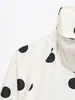 Chaqueta de Commuter Larga de Manga Larga Holgada con Lunares Grandes, Moda Francesa Elegante Casual, Nueva para Primavera y Otoño 2026, Estilo Europeo y Americano