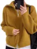 Nuevo Estilo Cardigan para Mujer Otoño e Invierno 2026 100% Lana Pura Cremallera Cuello Solapa Suéter Tejido Holgado Ropa Exterior de Lana
