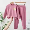 Conjunto de Roupa Térmica Infantil para o Inverno, Camisetas e Calças Térmicas Infantis Tamanho Médio e Grande, Roupa de Casa para Meninos, Camada Base para Meninas