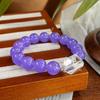 Pulseira de Corrente de Cristal Branco Natural de Quartzo Roxo Jade de Rocha de 12MM