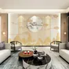 Papel tapiz de pared de fondo de TV estilo chino 5D tridimensional, pantalla tallada, mural de paisaje, sala de té, estudio, centro de salud, tela de pared