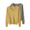 Conjunto de dos piezas de suéteres de punto holgado con cuello en V para mujer, nuevo estilo otoño e invierno, prendas de abrigo versátiles, tops elegantes de manga larga de color liso