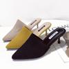Chinelo Feminino Novo Estilo 2025, Chinelos Meio-pé Retrô Tecidos da Moda, Bico Fino, Salto Alto e Salto Agulha