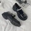 Zapatos Pequeños de Cuero Retro Francés Estilo Británico para Mujer 2025 Primavera Nuevo Estilo Perla Hada Una Línea Suela Gruesa Zapatos Mary Jane