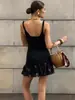 Nuevo Vestido de Tirantes Sexy Color Sólido Primavera/Verano 2026 Estilo Europeo y Americano Transfronterizo Patchwork Falda Corta Línea A Elegante Ropa de Oficina