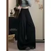 Nuevos pantalones casuales relajados estilo LULU para principios de otoño, pantalones de aire simples de cintura alta para mujer, vaporosos y a la moda con un ambiente relajado, diseño de pierna ancha