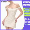 Fábrica de Dongguan Vestido de Tirantes Floral Estilo Francés Hecho a Medida con Cintura Entallada de Ballena, Falda Corta Estilo Pura Deseo para Mujer