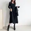 Vestido Suéter de Punto de Largo Medio Adelgazante con Cinturón de Estilo Coreano Ins para Otoño e Invierno