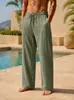 Pantalones deportivos casuales ligeros de verano transfronterizos para hombre, pantalones de pierna recta ancha transpirables de imitación de lino de algodón, talla europea, Amazon