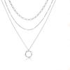 Collar de Círculos Irregulares Multicapa Transfronterizo Cobre Electrochapado Oro Real de 14K Gargantilla Apilada Joyería para Mujer
