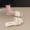 Chinelo Estilo Chanel Estilo Francês Feminino Verão Novo Estilo Celebridade da Internet Moda Strass Rasteirinha Sandália de Praia