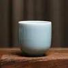 Taza de Cerámica Celadón de la Horno de Longquan Taza Pequeña de Té Juego de Té Kung Fu del Maestro Taza de Degustación de Seis Colores con Grietas de Hielo Caja de Regalo