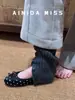 Zapatos Planos de Boca Baja con Lazo de Lunares Estilo Francés para Mujer, Nuevos de Primavera 2026 Zapatos Planos Vintage de Punta Redonda con Estampado de Leopardo